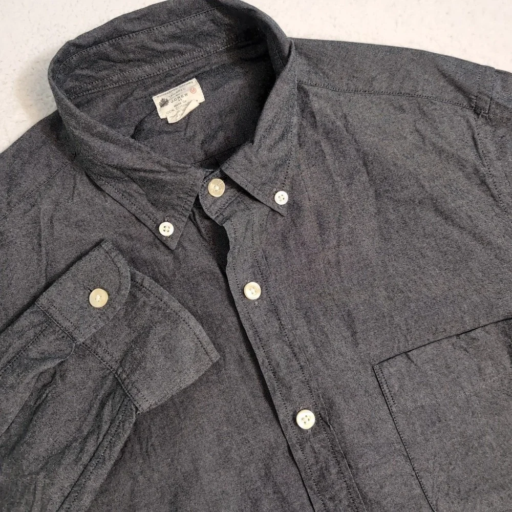 J Crew Shirt Mens Medium‎ Shiny Gray Button Down Preppy Long Sleeve Casual